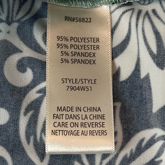 Max Studio Floral Print Matte Trapeze Jersey Mini Dress Pullover Blue Green S - Picture 11 of 11